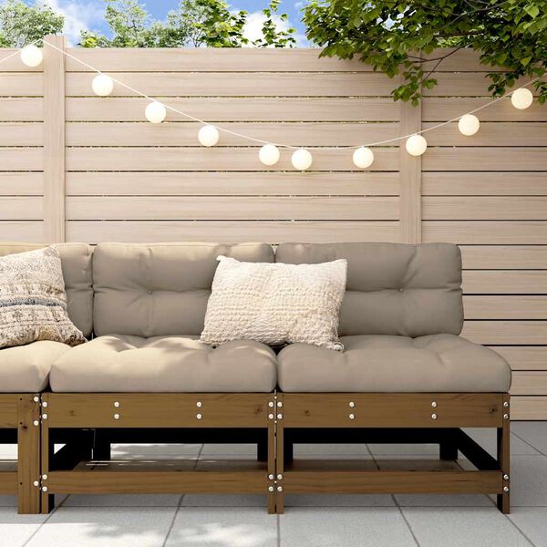 vidaXL Srednje sofe s jastucima 2 kom boja meda od masivne borovine