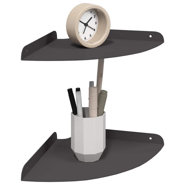 vidaXL Kutna flota polica s policom 2 pcs Crna 24 x 24 x 2 cm