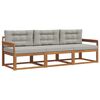 vidaXL Set vanjskih sofa s jastukom 3 pcs Prirodna i svijetlo siva