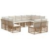 vidaXL Set vanjskih sofa 11 pcs Prirodna i krema bijela Poliester