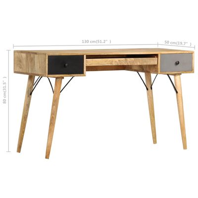 vidaXL Radni stol s ladicama 130 x 50 x 80 cm od masivnog drva manga