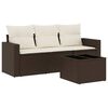 vidaXL 4-dijelni set vrtnih sofa od poliratana s jastucima smeđi