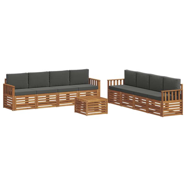 vidaXL Setovi sofa 9 pcs Prirodna i antracit Čvrsto drvo akacije