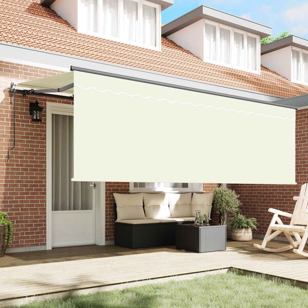 vidaXL Skrovita tenda Krema 350 x 200 cm Poliester i aluminij