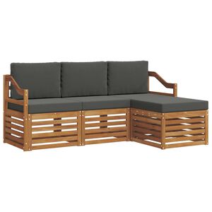 vidaXL Set vanjskih sofa s jastukom 4 pcs Prirodna i antracit