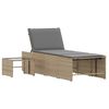 vidaXL Ležaljke 2 kom sa stolom bež boje poliratana