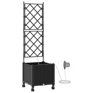 vidaXL Vrtni planter s navodnjavanjem i kotačima Crna 40 x 40 x 148 cm