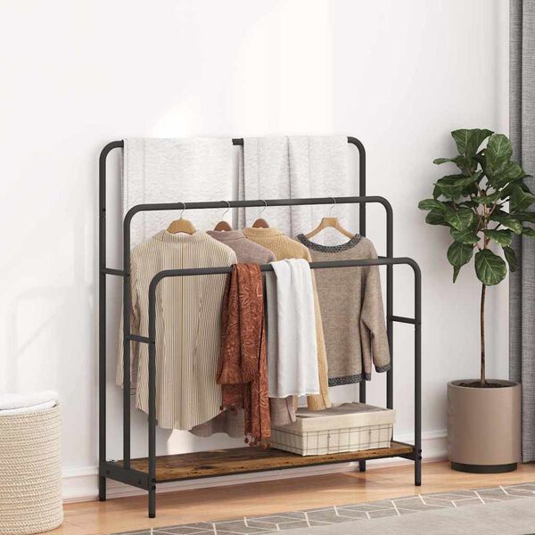 vidaXL Stalak za odjeću s policom Staro drvo 90 x 30 x 100,5 cm