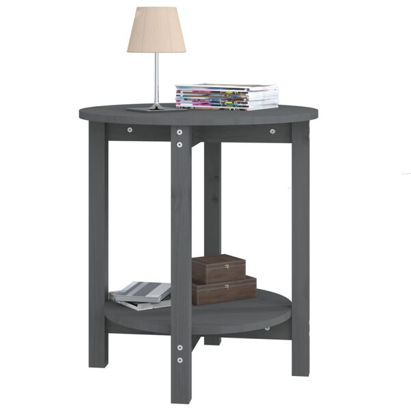 vidaXL Stolić za kavu sivi &Oslash; 55x60 cm od masivne borovine