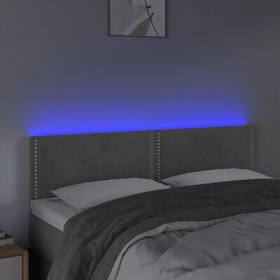 vidaXL LED uzglavlje svjetlosivo 144x5x78/88 cm baršunasto