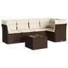 vidaXL 6-dijelni set vrtnih sofa od poliratana s jastucima smeđi