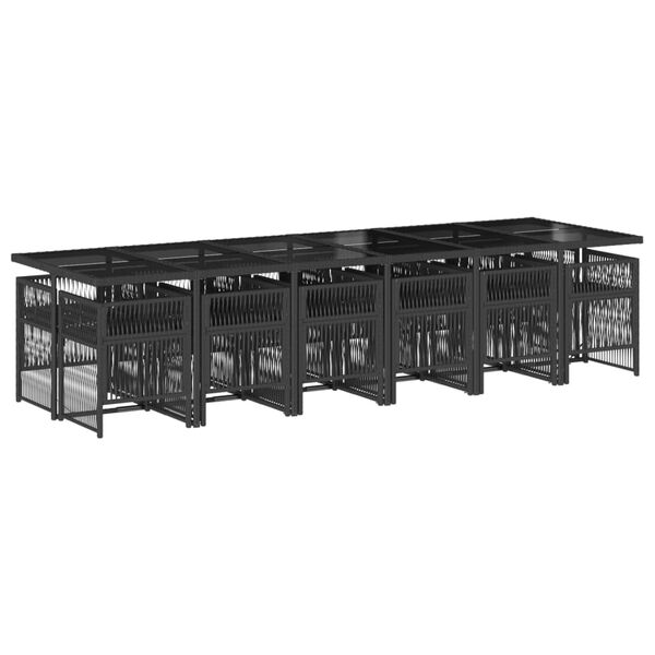 vidaXL 13-dijelni vrtni blagovaonski set s jastucima poliratan crni