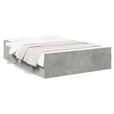 vidaXL Okvir kreveta s ladicama siva boja betona 120x200 cm drveni