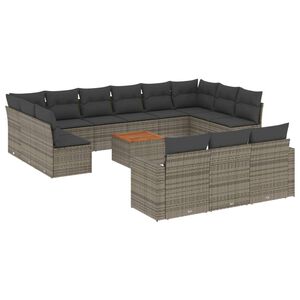 vidaXL 14-dijelni set vrtnih sofa od poliratana s jastucima sivi