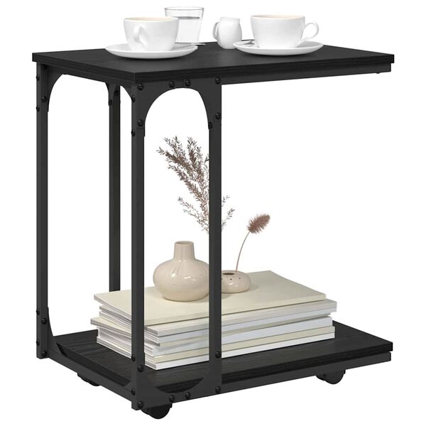 vidaXL Bocni stol Crni hrast 50 x 35 x 55.5 cm Konstruirano drvo