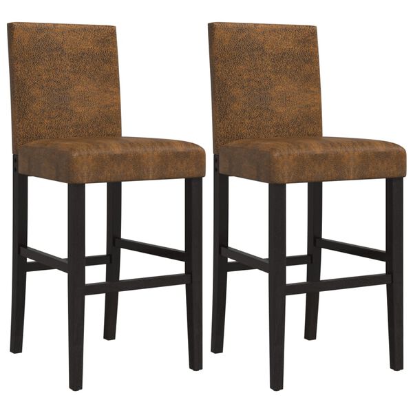 vidaXL Barske stolice 2 kom masivno drvo kaučukovca i tkanina