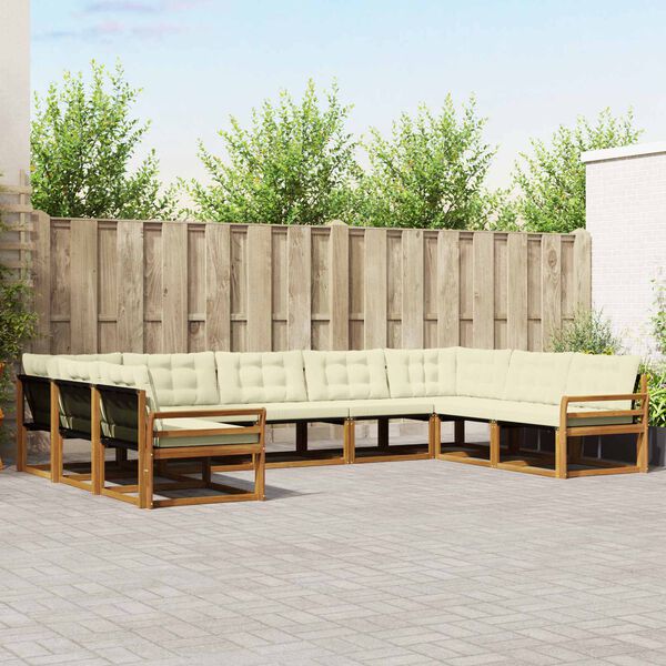 vidaXL Set vanjskih sofa s jastukom 9 pcs Prirodna i krem
