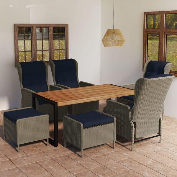 vidaXL 7-dijelni vrtni blagovaonski set smeđi