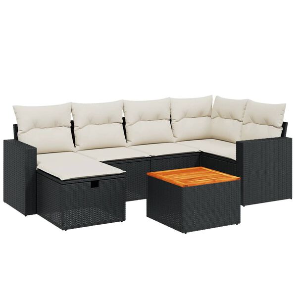 vidaXL 7-dijelni set vrtnih sofa od poliratana s jastucima crni