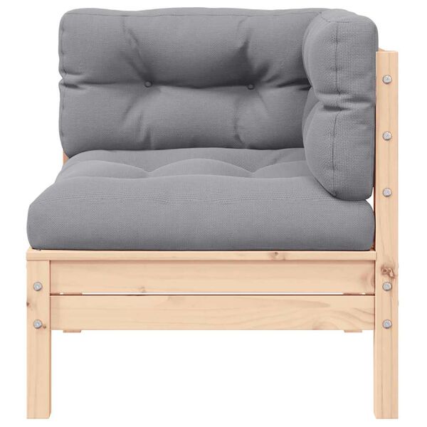vidaXL 3-dijelna vrtna garnitura sa sivim jastucima masivna borovina