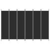 vidaXL Sobna pregrada s 6 panela crna 300x200 cm od tkanine