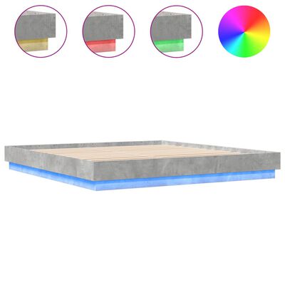 vidaXL Okvir kreveta s LED svjetlima siva boja betona 180 x 200 cm
