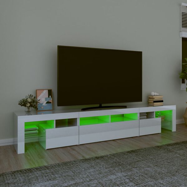 vidaXL TV ormarić s LED svjetlima visoki sjaj bijeli 230x36,5x40cm
