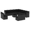 vidaXL 14-dijelni set vrtnih sofa s jastucima poliratan crni