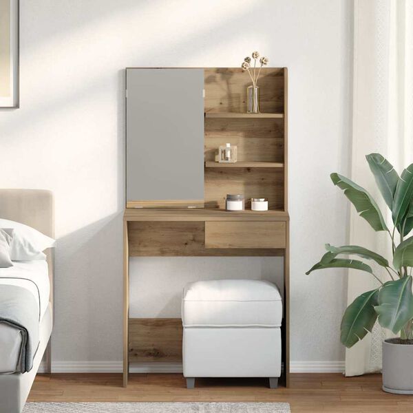 vidaXL Toaletni stol s ogledalom Artisan hrast 74,5x40x141 cm