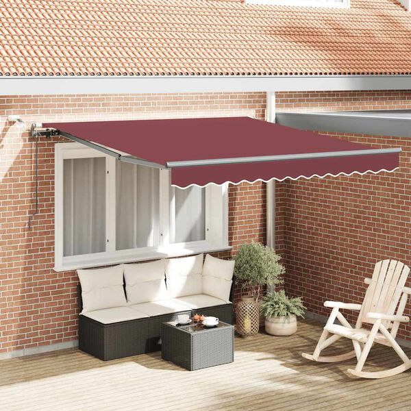 vidaXL Tenda na automatsko uvlačenje s LED svjetlima bordo 300x250 cm