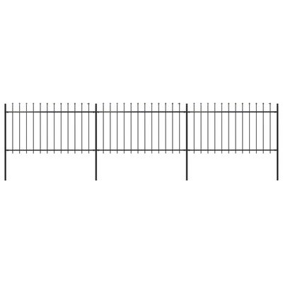 vidaXL Vrtna ograda s ukrasnim kopljima čelična 5,1 x 1 m crna
