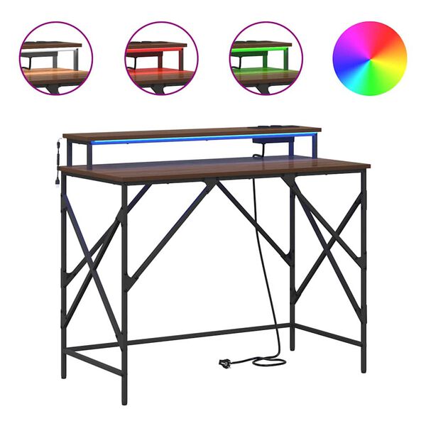 vidaXL Stol s policom Smeđi hrast 100 x 50 x 86,5 cm Konstruirano drvo