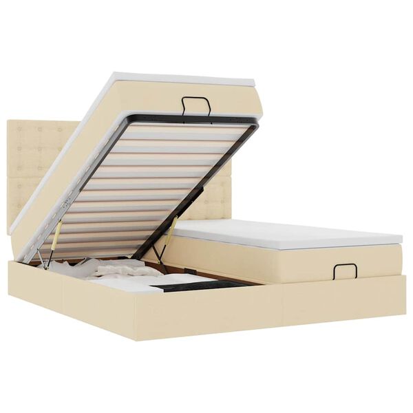 vidaXL Otomanski okvir kreveta s madracima krem 200x200cm od tkanine