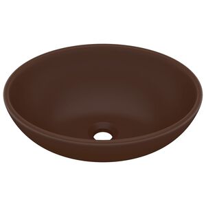 vidaXL Luksuzni ovalni umivaonik mat tamnosmeđi 40 x 33 cm keramički