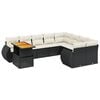vidaXL 10-dijelni set vrtnih sofa s jastucima crni od poliratana