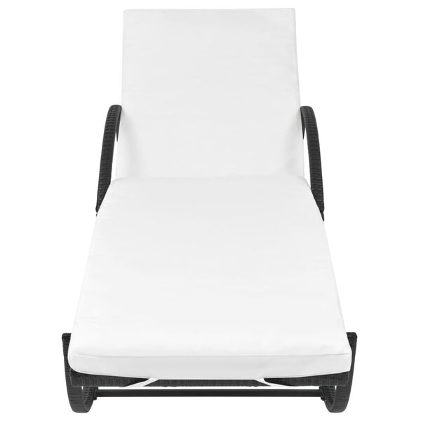 vidaXL Ležaljka za sunčanje s jastukom i stolom poliratan crna