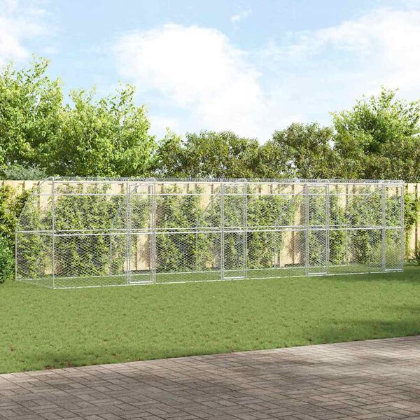 vidaXL Kućica za pse 4 pcs Srebrno 8 x 2 x 2 m Pocinčani čelik