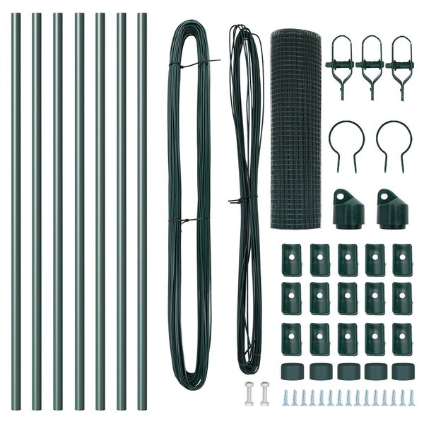 vidaXL Stup za ogradu Zelena 10 x 0,4 m (25 x 25 mm mreža) Čelik i PVC