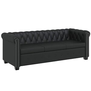 vidaXL Trosjed Chesterfield od umjetne kože crni