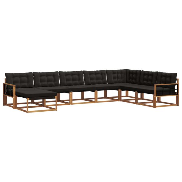 vidaXL Set vanjskih sofa 8 pcs Prirodna i crna Čvrsto drvo akacije