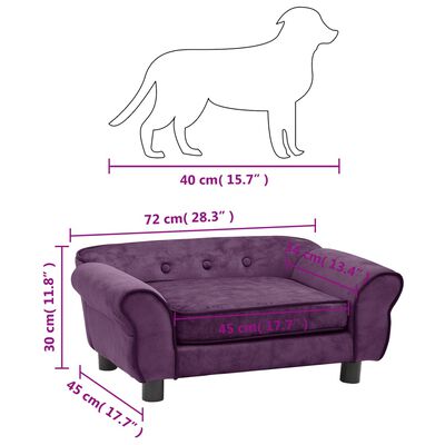vidaXL Sofa za pse bordo 72 x 45 x 30 cm plišana