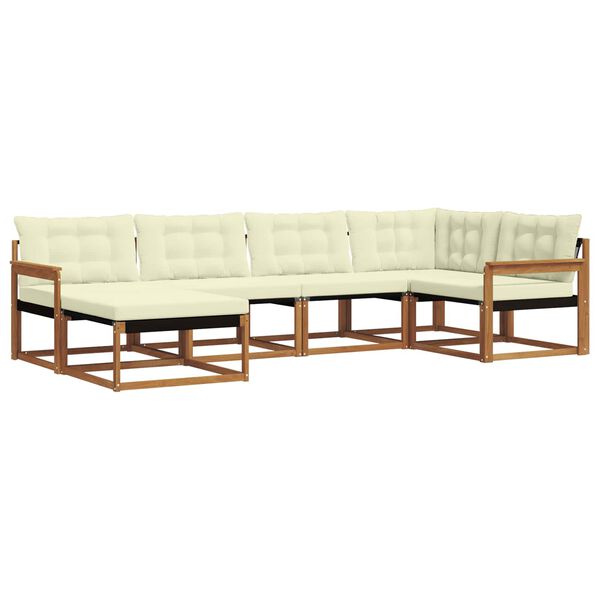 vidaXL Set vanjskih sofa 6 pcs Prirodna i krem Čvrsto drvo akacije