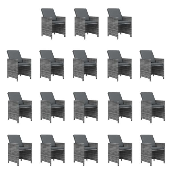 vidaXL 15-dijelni vrtni blagovaonski set s jastucima poliratan sivi