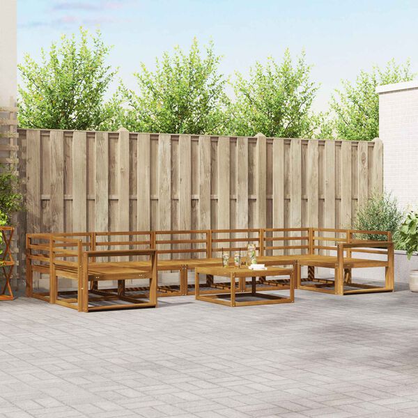 vidaXL Set vanjskih sofa 8 pcs Prirodna Čvrsto drvo akacije