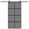vidaXL Klizna vrata s priborom crna 102,5 x 205 cm kaljeno staklo