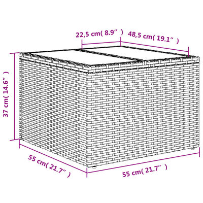 vidaXL Vrtni stol sa staklenom pločom crni 55x55x37 cm od poliratana