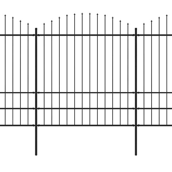 vidaXL Vrtna ograda s vrhom koplja Čelik 1248 x 200 cm Crna