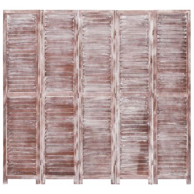 vidaXL Sobna pregrada s 5 panela smeđa 175 x 165 cm drvena