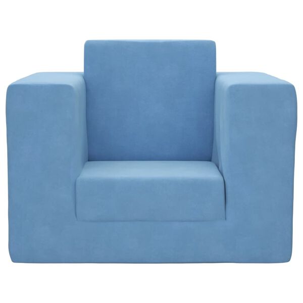 vidaXL Dječji kauč na razvlačenje plavi mekani pli&scaron;ani