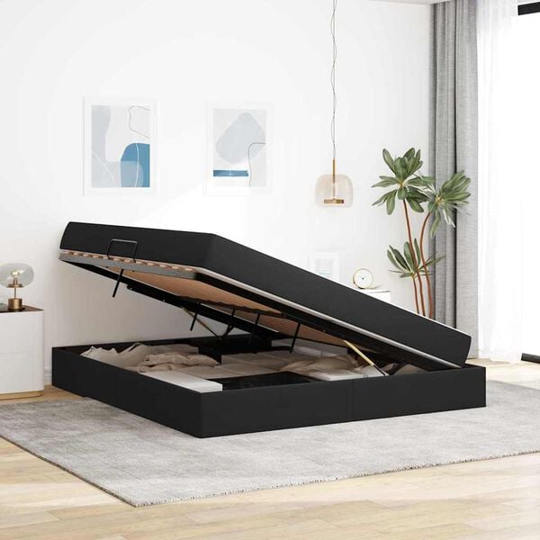 vidaXL Krevet s madracem i skladi&scaron;tem Crna 160 x 200 cm Bar&scaron;un